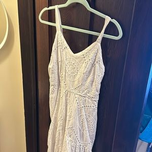 White eyelit dress great for bridal showers